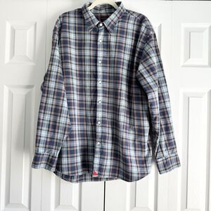 UNTUCKit Men’s Plaid Button Down Shirt Blue Red XXL 100% Cotton Long Sleeve